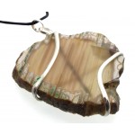 Agate Gemstone Slice Coiled Wire Pendant